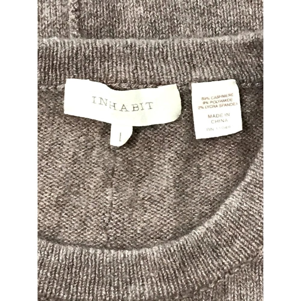SOLD INHABIT Light Brown Crew Neck Cashmere Sweater Size Large - Picture 8 of 8